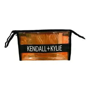 Kendall + Kylie Clear Cosmetic Bag Makeup Bag Orange + Black NWOT